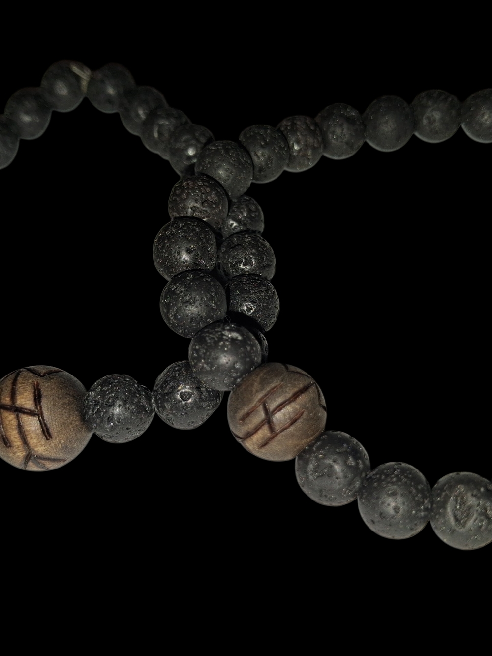 Hel Bind Rune Bracelet with Genuine Black Lava Stone